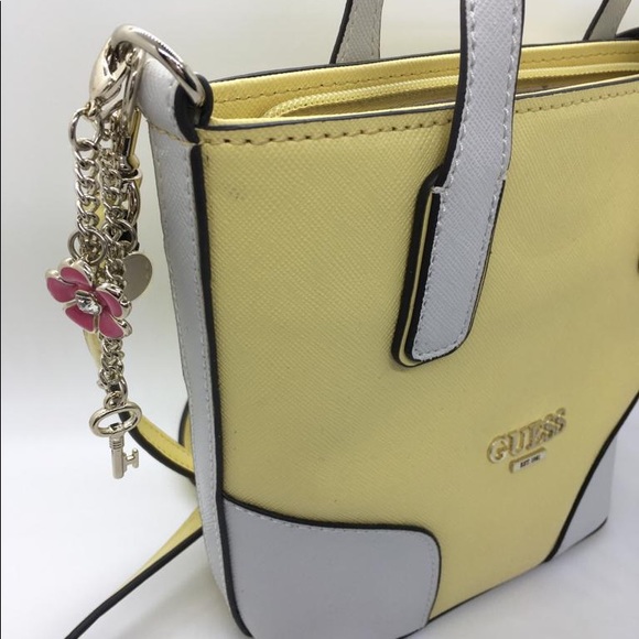 Yellow and White Guess Mini Crossbody Bag - Picture 12 of 16